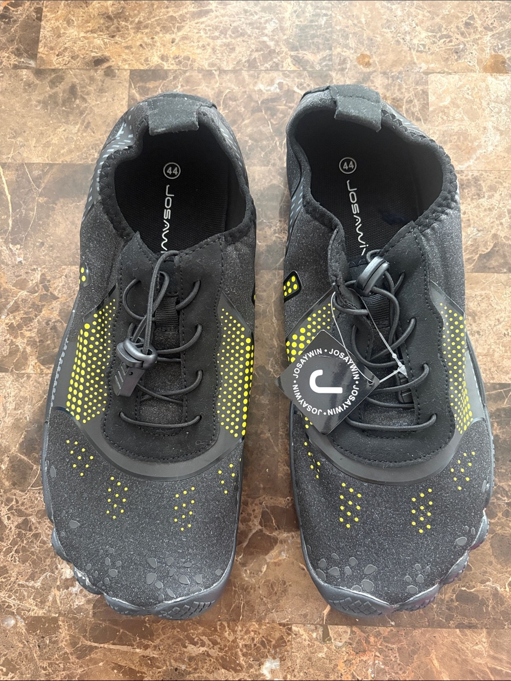 JOSAWIN Men’s Black Athletic Water Shoes with Yellow Accents 44sz (10.5-11 EUsz)